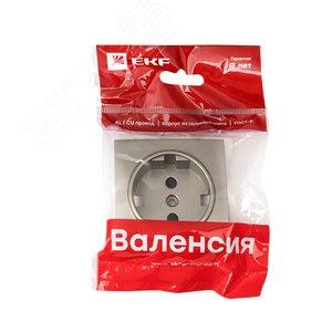 Валенсия лицевая панель розетки 1-местной с/з 16А кашемир с защ. штор. - фото 2