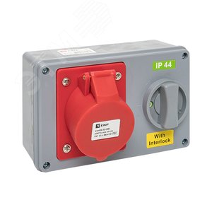 Изображение товара Розетка с блокировкой и выключателем 1424 3Р+РЕ 32А 380В IP44 (шт)