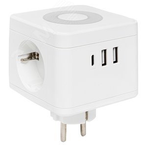 Изображение товара Тройник Куб 2 гнезда 2USB 2,4А+Type C + Ночник (шт)