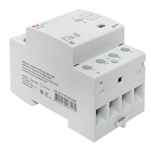 Контактор модульный КМ 63А 2NO+2NC 230VAC (3 мод.) AVERES - фото 9