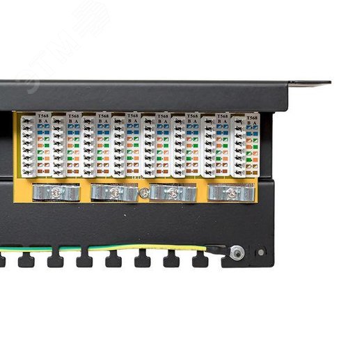 Патч-панель TERACOM CS 19'' Cat.6 1U полный экран STP 24 порта RJ-45 Dual IDC с органайзером - фото 3