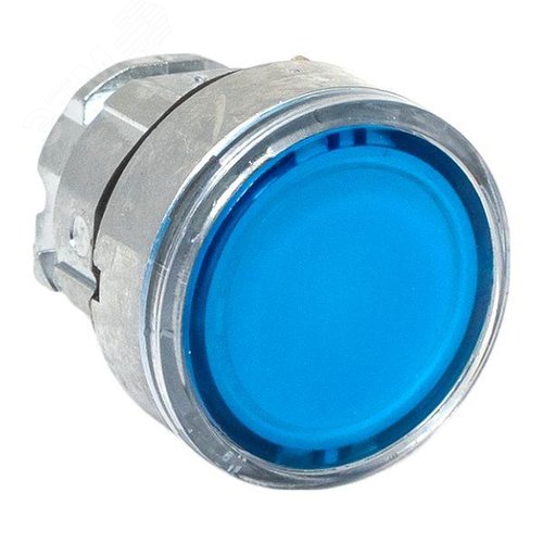Исполнительный механизм кнопки XB4 синий плоский возвратный без фиксации, с подсветкой IP65 - фото 1