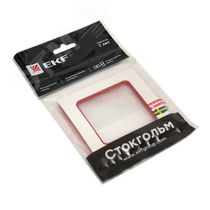 Стокгольм Рамка 1-местная белая с линией цвета красный - фото 2