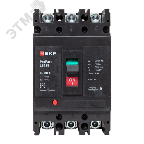 LS125 18кА 3P 80А ProPact EKF - фото 2