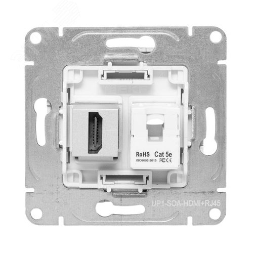 Механизм розетки HDMI+RJ45 (cat5), алюминий Эпика EKF - фото 4