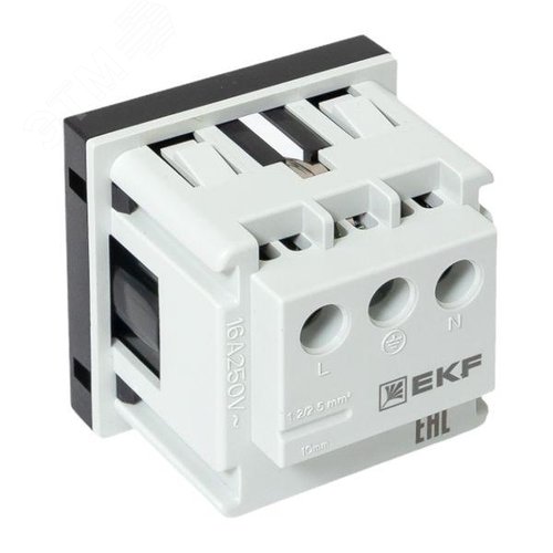 Розетка 45х45 с зазем., с защ. шторками, 90 градусов, черная, матовая EKF - фото 8