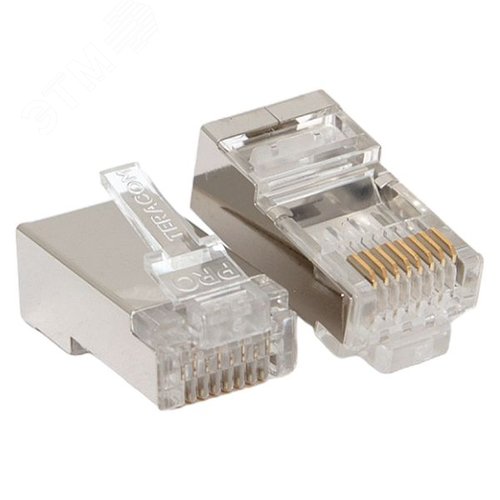 Коннектор RJ-45 TERACOM PRO экранированный 8P8C 30мкд Cat.6 (упак.20шт) - фото 1