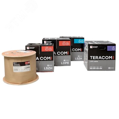 Витая пара TERACOM PRO Cat6 U/UTP 4 пары solid 23AWG оболочка LSZH нг(А)-HF цвет серый (упак 305м) - фото 7