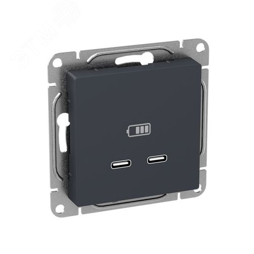 Механизм розетки USB-C - 2шт  графит Эпика EKF - фото 2