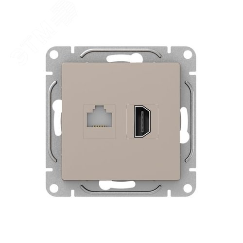 Механизм розетки HDMI+RJ45 (cat5)  кремовый Эпика EKF - фото 1