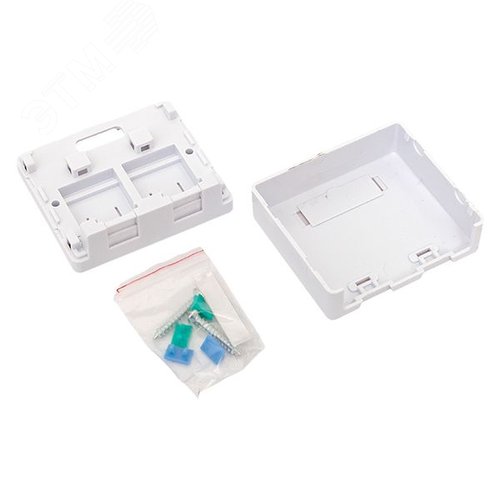 Корпус настенной розетки TERACOM PRO на 2 модуля Keystone со шторками и маркерами белый - фото 7