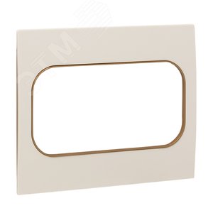 Стокгольм Рамка для розетки 2-местная белая с линией цвета шампань - фото 3