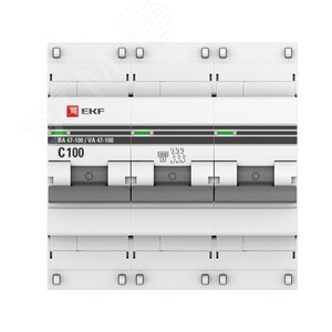 Выключатель автоматический трехполюсный 100А С ВА 47-100 10кА PROxima mcb47100-3-100C-pro EKF - 2