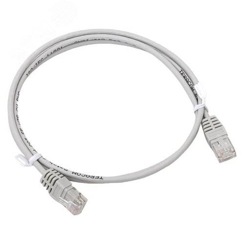 Патч-корд TERACOM Cat.5E (1Гбит/с) неэкранированный UTP оболочка PVC серый (1м) - фото 1