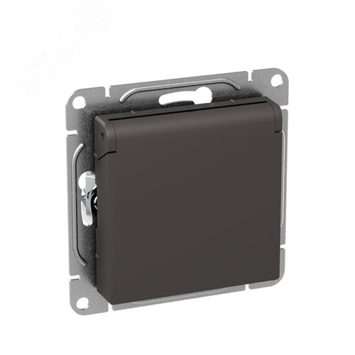 Механизм розетки  16А  IP44  с заземлением  со шторками  c крышкой  мокко Эпика EKF - фото 2