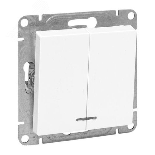 Эпика Механизм выключателя 2кл. с подсветкой белый EKF - фото 1