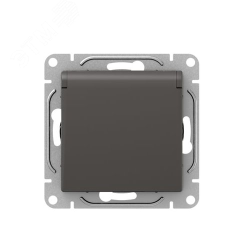 Механизм розетки  16А  IP44  с заземлением  со шторками  c крышкой  мокко Эпика EKF - фото 1