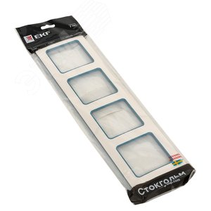 Стокгольм Рамка 4-местная белая с линией цвета синий - фото 2