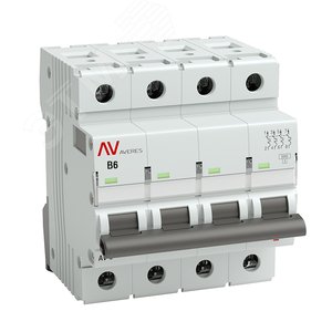 Выключатель автоматический AV-6 4P 6A (B) 6kA AVERES - фото 1