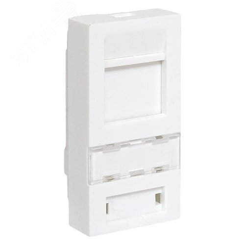 Вставка розеточная TERACOM PRO 45x22.5мм формат Mosaic на 1 модуль Keystone со шторкой и маркером белая - фото 1