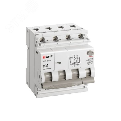 Выключатель автоматический дифференциального тока 3P+N 32А 100мА AC эл АВДТ-63N D63N46ES32C100 PROXIMA EKF - фото 3
