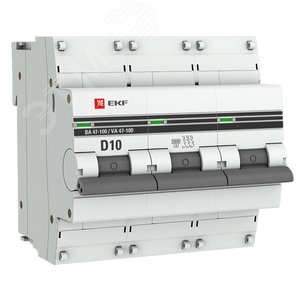 Автоматический выключатель ВА 47-100 3P 10А (D) 10kA PROxima mcb47100-3-10D-pro EKF