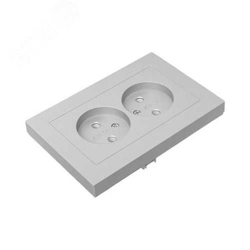 Эпика Механизм розетки двойной 16А без заземления без шторок с рамкой алюминий EKF - фото 6