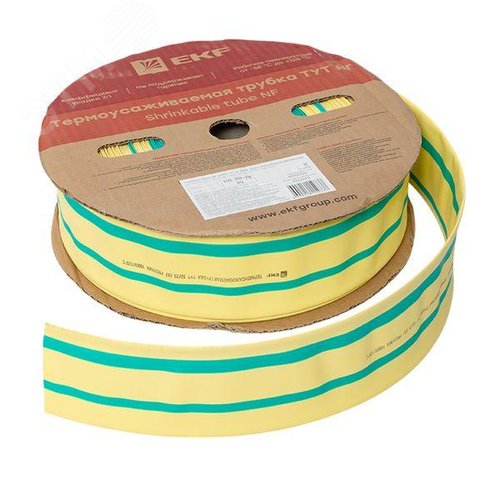 Трубка термоусаживаемая ТУТ нг 50/25 жел-зел рулон PROxima - фото 4