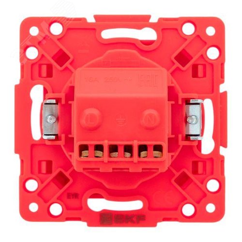 Стокгольм Механизм Розетки 1-местной с/з 16А винтовые клеммы красный с защ. штор. EKF - фото 4