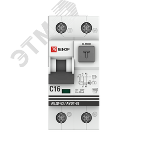 Автоматический выключатель дифференциального тока АВДТ-63 1P+N 16А характеристика C 30мА тип AС электромеханический 6кА EKF PROXIMA - фото 2
