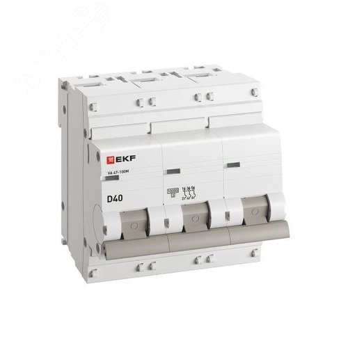 Выключатель автоматический 3Р 40А (D) 10кА ВА 47-100М без теплового расцепителя PROxima - фото 2
