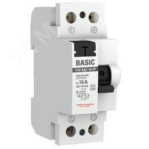 Устройство защитного отключения УЗО ВДТ-40 2P 16А/ 10мА (электронное) Basic - фото 1