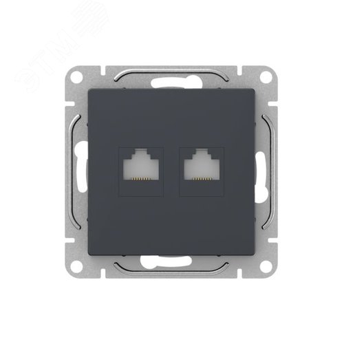 Механизм розетки RJ45 - 2шт  (cat5)  графит Эпика EKF - фото 1