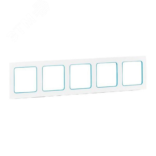 Стокгольм Рамка 5-местная белая с линией цвета синий EKF - фото 1
