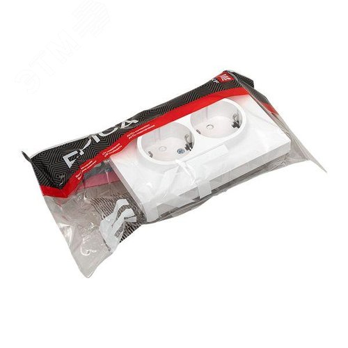 Эпика Механизм розетки двойной 16А с заземлением со шторками с рамкой белый EKF - фото 8