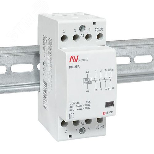 Контактор модульный КМ 25А 4NO 230VAC (2 мод.) AVERES - фото 2