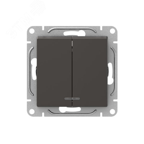 Механизм выключателя. двухклавишный. с подсветкой. мокко Эпика EKF - фото 1