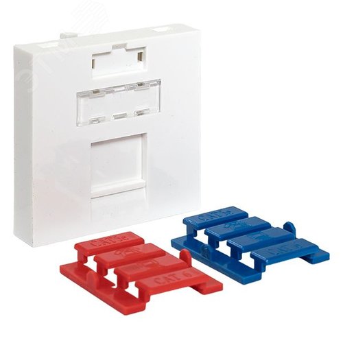 Вставка розеточная TERACOM PRO 45x45мм формат Mosaic на 1 модуль Keystone со шторкой и маркером белая - фото 2