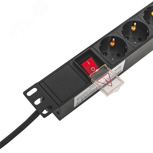 Блок розеток PDU TERACOM 19' 1U 16А/250В 7 роз. Schuko с выключателем шнур 2 м 3x1.5 мм2 вилка Schuko корпус пластик черный - фото 2
