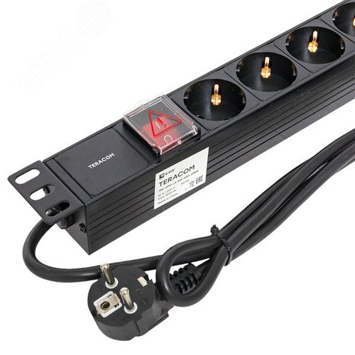 Блок розеток PDU TERACOM 19' 1U 16А/250В 6 роз. Schuko с выключателем шнур 2 м 3x1.5 мм2 вилка Schuko корпус пластик черный - фото 8