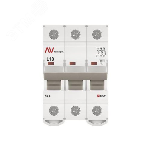 Выключатель автоматический AV-6 3P 10A (L) 6kA AVERES - фото 4