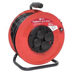 Удлинитель на катушке Гефест 2.0 4 гнезда 50м с заземлением и предохранителем КГ 3*2,5 16А/3,5кВ тIP44 PROxima - фото 3
