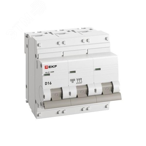 Выключатель автоматический 3P 16А (D) 10kA ВА 47-100M без теплового расцепителя PROxima - фото 2