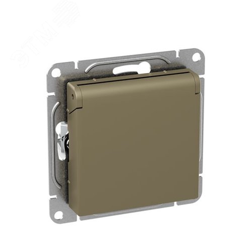 Механизм розетки  16А  IP44  с заземлением  со шторками  c крышкой  шампань Эпика EKF - фото 2