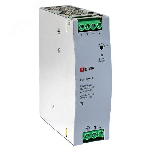 Изображение товара Блок питания на дин рейку 120 вт, 220 В AC /12 В DC (шт)