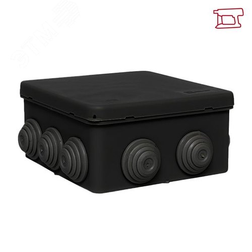 Коробка распределительная КМР-030-014 с крышкой  100x100x50 для прямого монтажа. 10 мембр. вводов ч ёрная IP55 розн. стикер EKF - фото 2