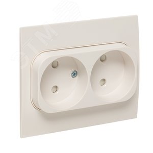 Стокгольм Розетка 2-местная б/з 10А белая с защ. штор. - фото 3