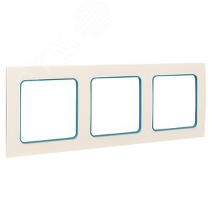 Стокгольм Рамка 3-местная белая с линией цвета синий - фото 3