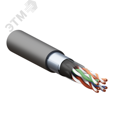 Изображение товара Витая пара TERACOM 5E F/UTP 4 пары solid OUT LDPE черный 305м (м)