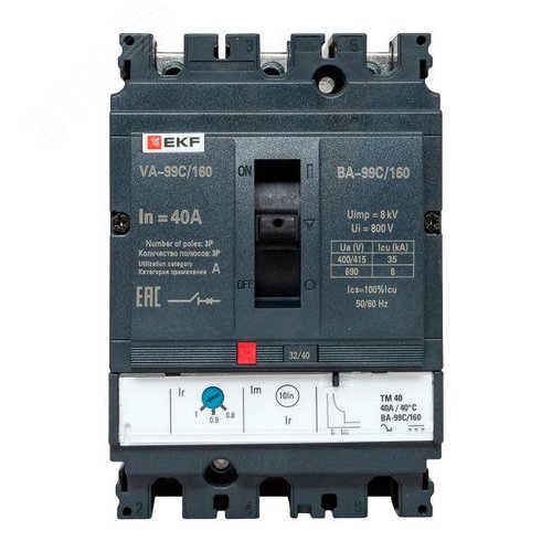 Изображение товара Выключатель автоматический ВА-99C 160/40А 3 полюса 35кА (шт)